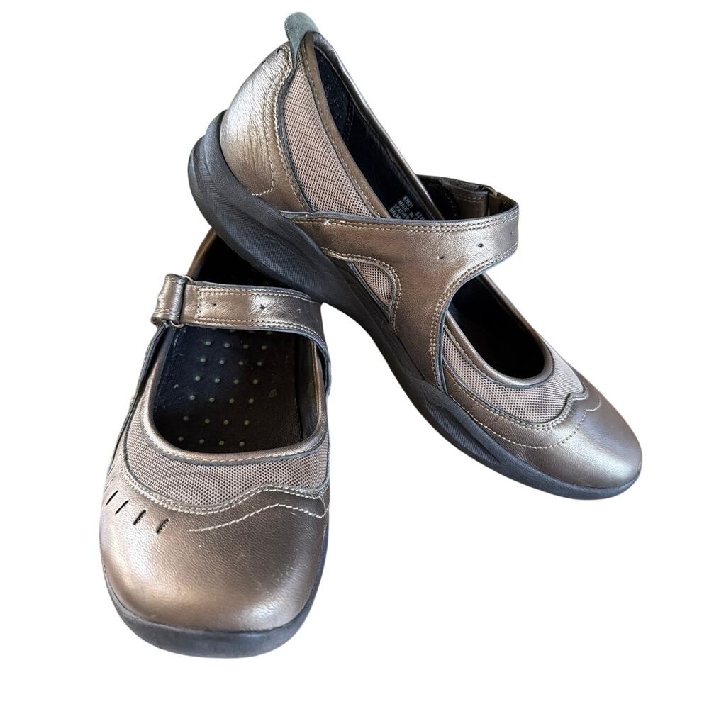 Clarks Wave Walk Mary Jane Cruise Loafers Womens Size 8.5 Leather Pewter Comfort